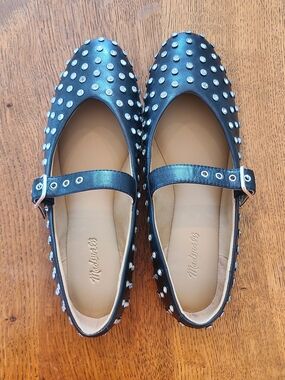 Madewell Black Studded Mary Jane Flats